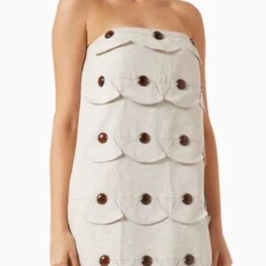 Adriana Degreas Demi Pois Strapless Mini Dress Linen Blend NWT